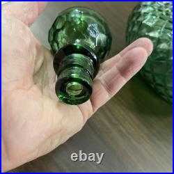 Vintage INDIANA GREEN Glass Decanter WITH STOPPER