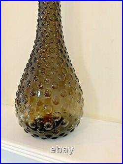Vintage ITALIAN Smoke Glass Mid-Century EMPOLI Genie Bottle DECANTER 22 Spikey