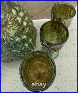 Vintage Imperial Glass Company Grape Carnival Glass Decanter Set, Estate Find