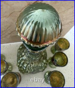 Vintage Imperial Glass Company Grape Carnival Glass Decanter Set, Estate Find