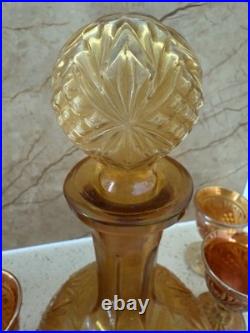 Vintage Imperial Glass Company Marigold Carnival Glass Decanter and Cordial Set