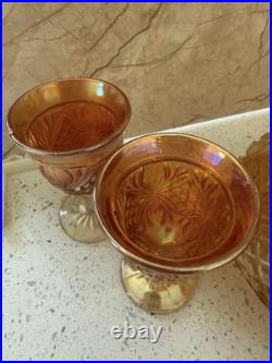 Vintage Imperial Glass Company Marigold Carnival Glass Decanter and Cordial Set