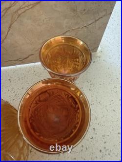 Vintage Imperial Glass Company Marigold Carnival Glass Decanter and Cordial Set
