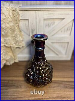 Vintage Imperial Grape Carnival Glass Amethyst Decanter with Stopper