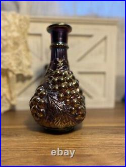 Vintage Imperial Grape Carnival Glass Amethyst Decanter with Stopper