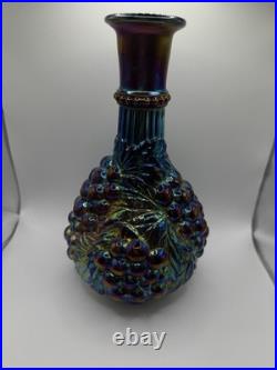 Vintage Imperial Grape Pattern Carnival Glass Decanter Wine Set