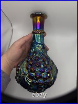 Vintage Imperial Grape Pattern Carnival Glass Decanter Wine Set