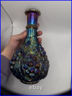 Vintage Imperial Grape Pattern Carnival Glass Decanter Wine Set