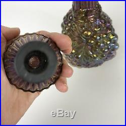 Vintage Imperial Grape Wine Bottle Decanter withStopper Iridescent Amethyst Glass