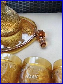 Vintage Indiana Glass Tiara Amber Cordial Set includes 23 glasses