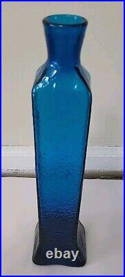 Vintage Indiana Glass Wayne Husted BLUE #6515 Flower Motif Vase Decanter