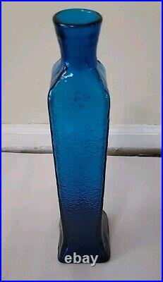 Vintage Indiana Glass Wayne Husted BLUE #6515 Flower Motif Vase Decanter