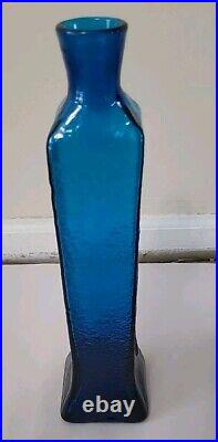 Vintage Indiana Glass Wayne Husted BLUE #6515 Flower Motif Vase Decanter