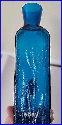 Vintage Indiana Glass Wayne Husted BLUE #6515 Flower Motif Vase Decanter