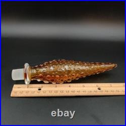 Vintage Italian Amber Empoli Hobnail Decanter Glass MCM Genie Bottle with Stopper