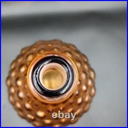 Vintage Italian Amber Empoli Hobnail Decanter Glass MCM Genie Bottle with Stopper