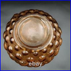 Vintage Italian Amber Empoli Hobnail Decanter Glass MCM Genie Bottle with Stopper
