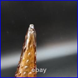Vintage Italian Amber Empoli Hobnail Decanter Glass MCM Genie Bottle with Stopper