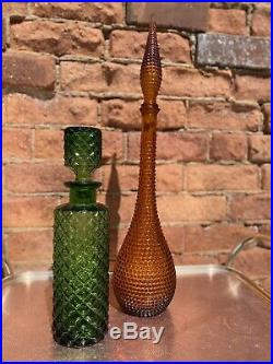 Vintage Italian Amber Genie Bottle Decanter