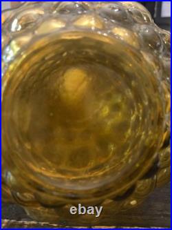 Vintage Italian Amber Hobnail Glass Decanter with Stopper 14 Mid Century Empoli