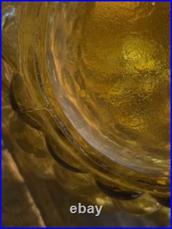 Vintage Italian Amber Hobnail Glass Decanter with Stopper 14 Mid Century Empoli