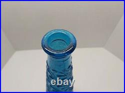 Vintage Italian Art Glass Blue Wave Design 22 Genie Bottle Decanter Empoli