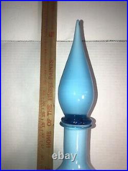 Vintage Italian Art Glass Empoli GENIE BOTTLE Baby BLUE Cased 28 RARE