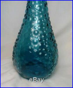 Vintage Italian Art Glass Empoli Rossini 22 Light Blue Genie Bottle Decanter