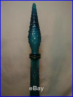 Vintage Italian Art Glass Empoli Rossini 22 Light Blue Genie Bottle Decanter