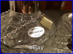 Vintage Italian Crystal Glass Bar Decanter Set With Tags By Firenze Sigma GI