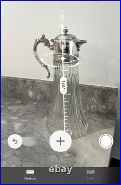 Vintage Italian Cut Crystal Decanter Silver Plate Glass Claret Wine Pitcher 14