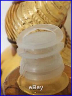 Vintage Italian Depose Amber Spiral Genie Bottle Decanter Collectible
