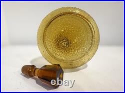 Vintage Italian Empoli Amber Glass Decanter, Faceted Stopper, MCM, 1960s
