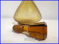 Vintage Italian Empoli Amber Glass Decanter, Faceted Stopper, MCM, 1960s