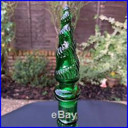 Vintage Italian Empoli Art Glass Green Genie Bottle Decanter Mid Century Modern