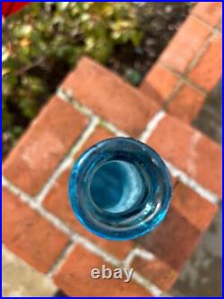 Vintage Italian Empoli Blue Glass Decanter Genie Bottle 22in Italy Made Ripple