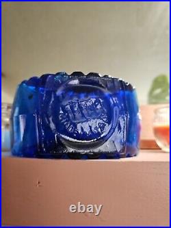 Vintage Italian Empoli Blue Glass Sunburst Decanter 1960s No Stopper
