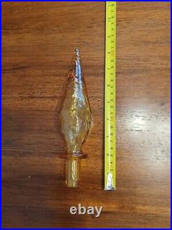 Vintage Italian Empoli Genie Bottle Glass Decanter Amber with Stopper