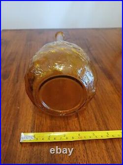 Vintage Italian Empoli Genie Bottle Glass Decanter Amber with Stopper