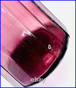 Vintage Italian Empoli Glass Decanter Rossini Amethyst Purple Ribbed 19