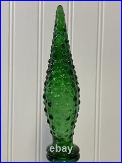 Vintage Italian Empoli Green Glass Decanter Genie Bottle 22in Italy Made