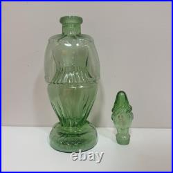 Vintage Italian Empoli Green Glass Figural Decanter Clown & Cherub Clock