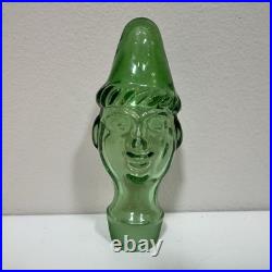 Vintage Italian Empoli Green Glass Figural Decanter Clown & Cherub Clock