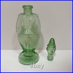 Vintage Italian Empoli Green Glass Figural Decanter Clown & Cherub Clock