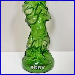 Vintage Italian Empoli Green Glass Figural Decanter Clown & Cherub Clock