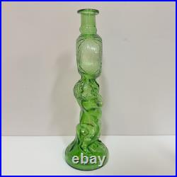 Vintage Italian Empoli Green Glass Figural Decanter Clown & Cherub Clock