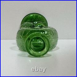 Vintage Italian Empoli Green Glass Figural Decanter Clown & Cherub Clock