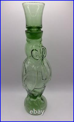 Vintage Italian Empoli Green Glass Figural Decanter Penguin in Tuxedo Bottle