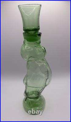 Vintage Italian Empoli Green Glass Figural Decanter Penguin in Tuxedo Bottle