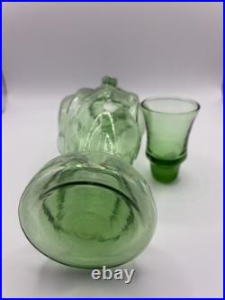 Vintage Italian Empoli Green Glass Figural Decanter Penguin in Tuxedo Bottle